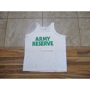 Vintage Army Reserve Tank Top Shirt 50/50 Beige Green Sz XL